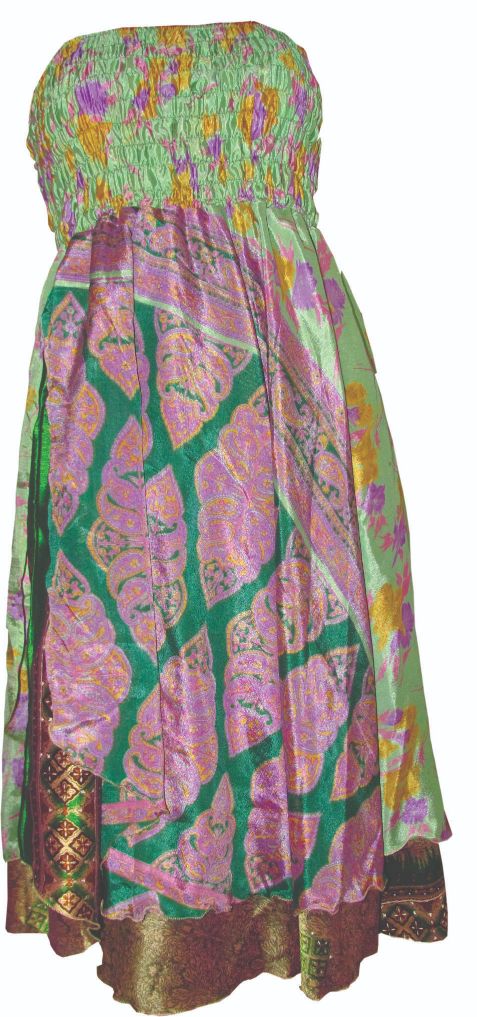 3 tier sari fabric split dress